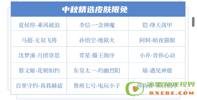 《王者荣耀》2024年中秋节限免皮肤介绍